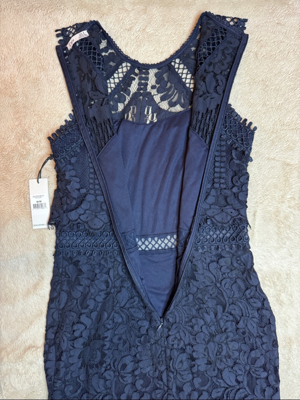 NWT Dex Navy Floral Crochet Lace Midi Dress sz M - Picture 12 of 12
